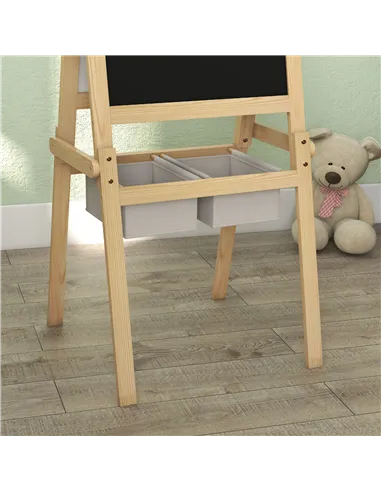AIYAPLAY Kids Easel with Paper Roll, 3 in 1 Art Easel for Toddlers, Double-Sided Kids Whiteboard Blackboard with Storage Baskets