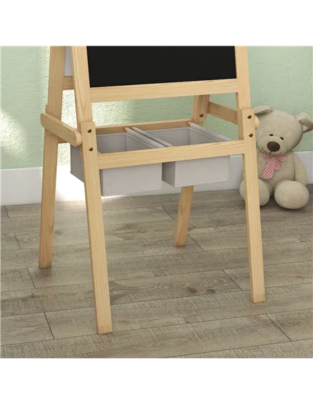 AIYAPLAY Kids Easel with Paper Roll, 3 in 1 Art Easel for Toddlers, Double-Sided Kids Whiteboard Blackboard with Storage Baskets