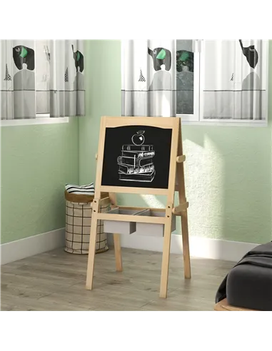 AIYAPLAY Kids Easel with Paper Roll, 3 in 1 Art Easel for Toddlers, Double-Sided Kids Whiteboard Blackboard with Storage Baskets