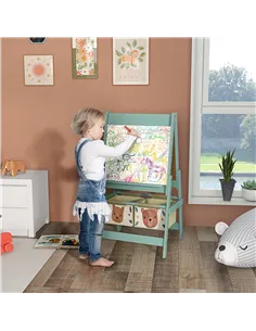 AIYAPLAY Three-In-One Kids Easel with Paper Roll, Art Easel, with Storage - Green 2