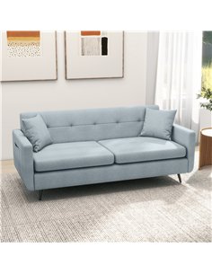 HOMCOM 165cm 3 Seater Sofa for Living Room, Modern Fabric Couch, Tufted Small Couch Sofa Settee with Steel Legs and 2 Storage Po 2