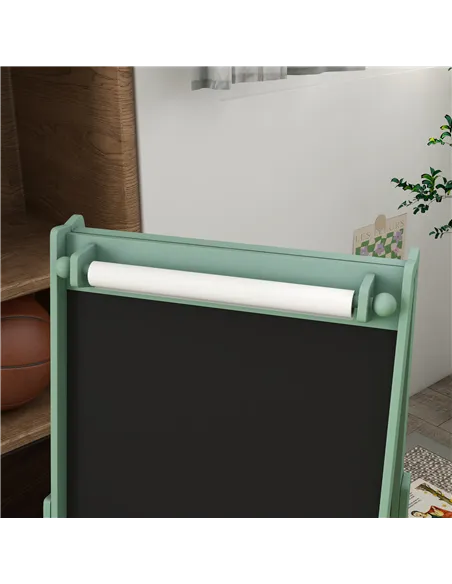 AIYAPLAY Three-In-One Kids Easel with Paper Roll, Art Easel, with Storage - Green