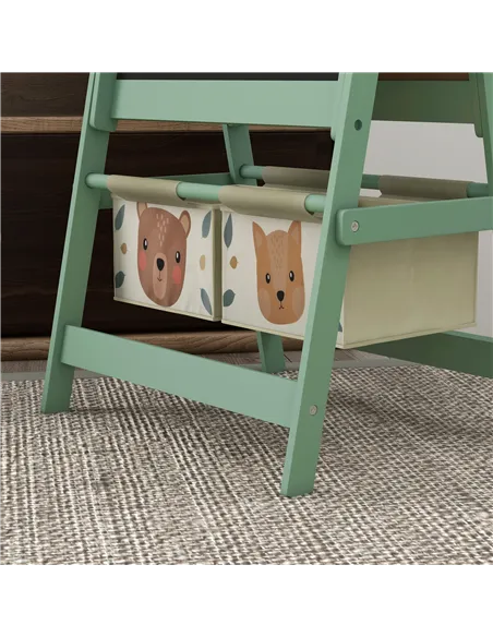AIYAPLAY Three-In-One Kids Easel with Paper Roll, Art Easel, with Storage - Green