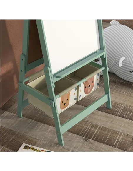 AIYAPLAY Three-In-One Kids Easel with Paper Roll, Art Easel, with Storage - Green