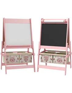 AIYAPLAY Three-In-One Kids Easel with Paper Roll, Art Easel, with Storage - Pink
