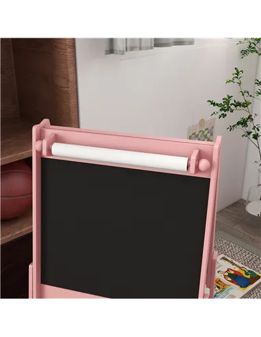AIYAPLAY Three-In-One Kids Easel with Paper Roll, Art Easel, with Storage - Pink