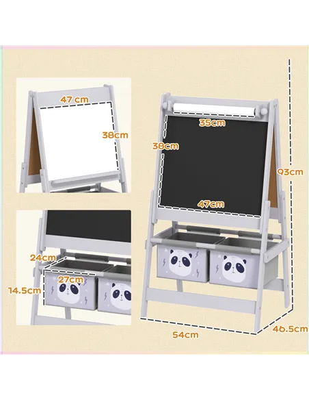 AIYAPLAY 3-In-1 Kids Easel with Paper Roll, Art Easel, with Storage - Grey