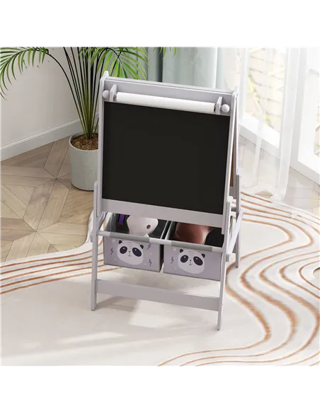 AIYAPLAY 3-In-1 Kids Easel with Paper Roll, Art Easel, with Storage - Grey