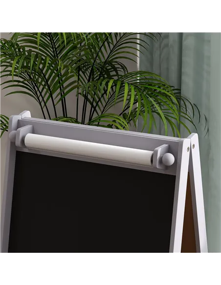 AIYAPLAY 3-In-1 Kids Easel with Paper Roll, Art Easel, with Storage - Grey