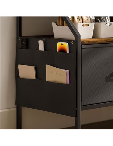 HOMCOM TV Stand Cabinet, TV Unit for 55-inch TVs with 2 Foldable Fabric Drawers, 5 Divided Side Pockets, Open Shelves, Console T