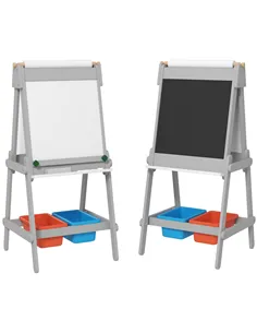 AIYAPLAY Art Easel for Kids with Paper Roll, Double-Sided Painting Easel with Chalkboard, Whiteboard