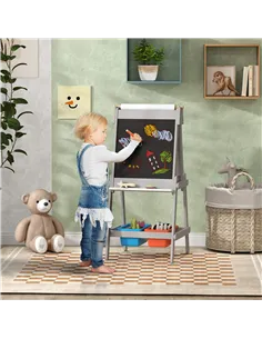 AIYAPLAY Art Easel for Kids with Paper Roll, Double-Sided Painting Easel with Chalkboard, Whiteboard 2