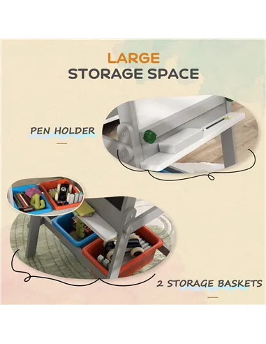 AIYAPLAY Art Easel for Kids with Paper Roll, Double-Sided Painting Easel with Chalkboard, Whiteboard