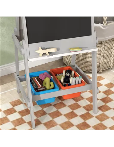 AIYAPLAY Art Easel for Kids with Paper Roll, Double-Sided Painting Easel with Chalkboard, Whiteboard