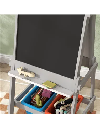 AIYAPLAY Art Easel for Kids with Paper Roll, Double-Sided Painting Easel with Chalkboard, Whiteboard