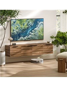 HOMCOM Floating TV Unit, 150 cm Wall Mounted TV Stand Cabinet with Shelves and Doors, Entertainment Media Console for Living Roo 2