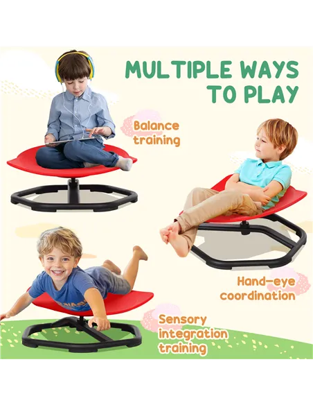 AIYAPLAY Sensory Spinning Chair for Kids, for Coordination, Balance, Red