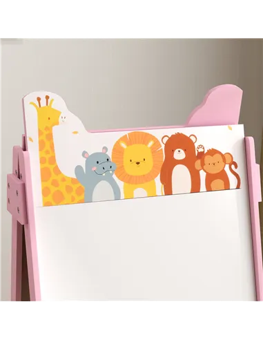 AIYAPLAY 2 in 1 Kids Easel with Whiteboard, Chalkboard, Storage Boxes, for Ages 3-8 Years, Pink