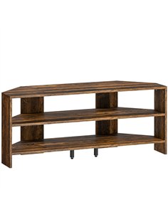 HOMCOM Corner TV Stand with 2 Open Shelves for 47 Inch TV - Rustic Brown