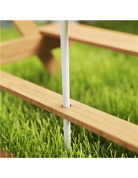 AIYAPLAY Kids Picnic Table, Sand and Water Table with Wooden Benches, Adjustable Parasol and Storage Bins, Multicolour