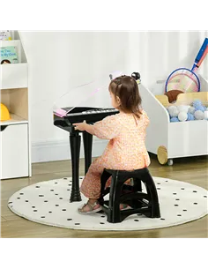 AIYAPLAY 32-Key Kids Piano Keyboard, with Stool, Lights, Microphone, Sounds, Removable Legs - Black 2