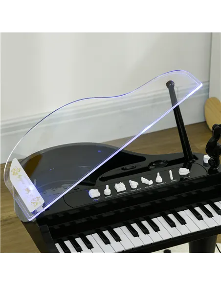 AIYAPLAY 32-Key Kids Piano Keyboard, with Stool, Lights, Microphone, Sounds, Removable Legs - Black