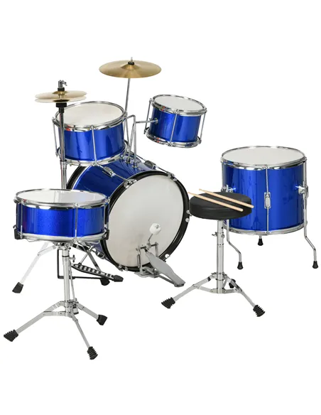 AIYAPLAY 11-Piece Kids Drum Kits w/ Stool, Drumsticks, Pedal, Cymbals, for 3-6 Years, Blue