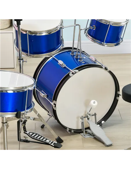 AIYAPLAY 11-Piece Kids Drum Kits w/ Stool, Drumsticks, Pedal, Cymbals, for 3-6 Years, Blue