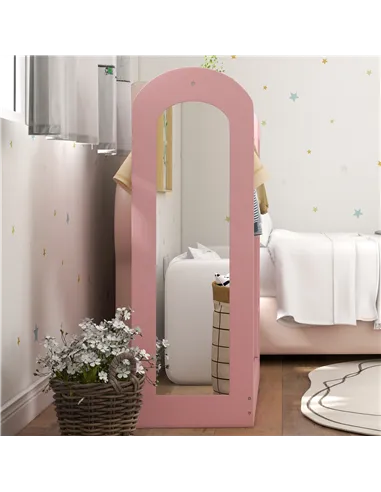 AIYAPLAY Kids Clothes Rail with Storage Shelf, Boxes, Mirror for Bedroom, Nursery, Pink