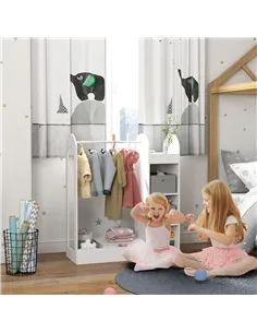 AIYAPLAY Kids Clothes Rail with Storage Shelf, Boxes, Mirror for Bedroom, Nursery, White 2