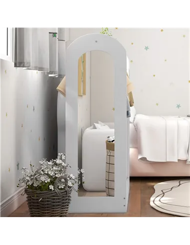 AIYAPLAY Kids Clothes Rail with Storage Shelf, Boxes, Mirror for Bedroom, Nursery, White