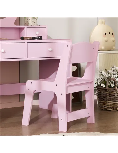 AIYAPLAY Kids Dressing Table Set Kids Make up Table with Stool and Mirror, Storage Drawers, Gift for Aged 3-8