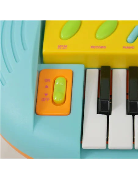 AIYAPLAY 37-Key Kids Piano w/ Microphone, Stool, LED Lights, Record & Replay, Function, Blue