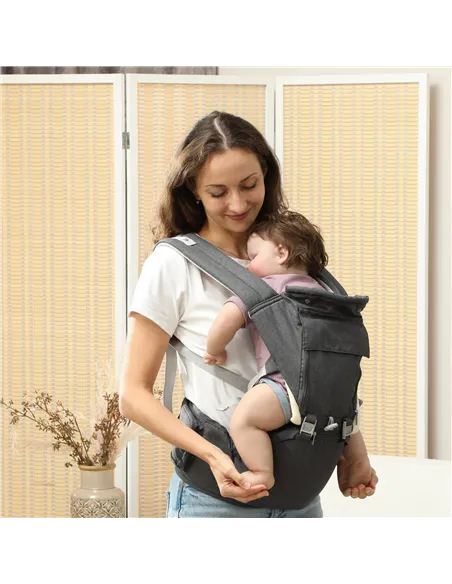 AIYAPLAY 6-in-1 Baby Carrier for Newborns-Toddlers, with Removable Seat, for Ages 0-36 Months, Up to 15kg, Grey