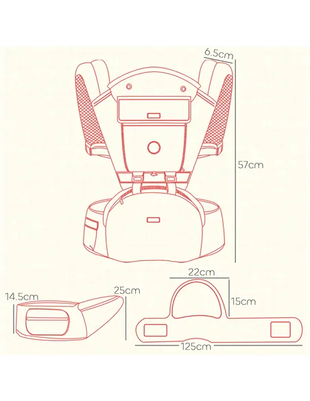 AIYAPLAY 6-in-1 Baby Carrier for Newborns-Toddlers, with Removable Seat, for Ages 0-36 Months, Up to 15kg, Grey