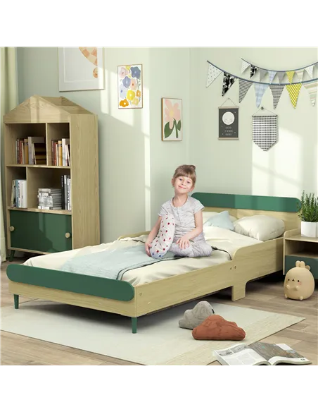 AIYAPLAY Toddler Bed with Safety Rail, for Ages 3-10 Years, 195 x 103 x 60.5cm, Green
