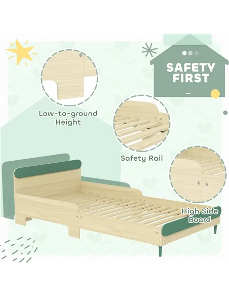 AIYAPLAY Toddler Bed with Safety Rail, for Ages 3-10 Years, 195 x 103 x 60.5cm, Green