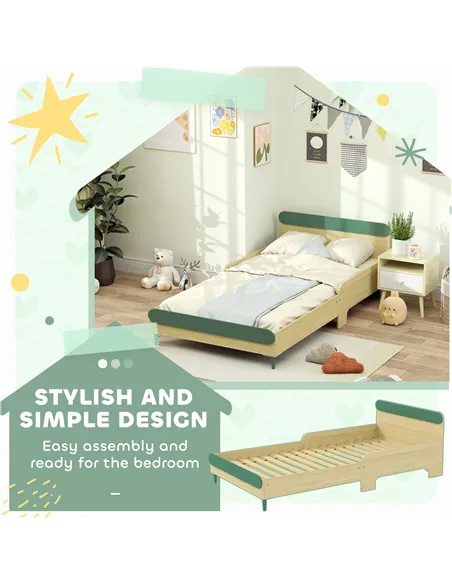 AIYAPLAY Toddler Bed with Safety Rail, for Ages 3-10 Years, 195 x 103 x 60.5cm, Green