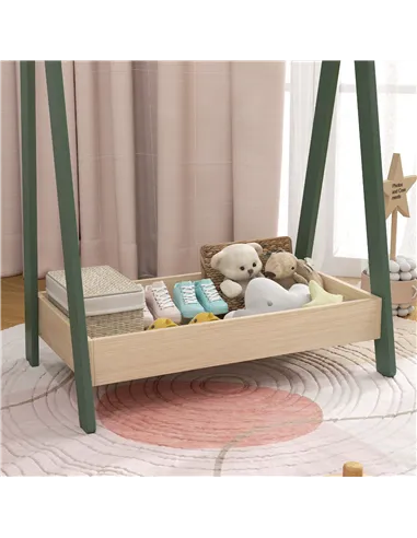 AIYAPLAY Kids Clothes Rail with 3Hangers, Bottom Storage Shelf for Girls, Boys, Nursery, Bedroom, Green