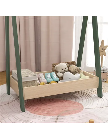 AIYAPLAY Kids Clothes Rail with 3Hangers, Bottom Storage Shelf for Girls, Boys, Nursery, Bedroom, Green