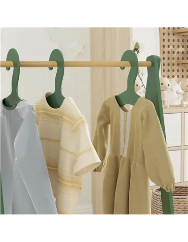 AIYAPLAY Kids Clothes Rail with 3Hangers, Bottom Storage Shelf for Girls, Boys, Nursery, Bedroom, Green