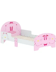 AIYAPLAY Ballet Theme Toddler Bed Frame with Safety Rails for 3-6 Years, Pink