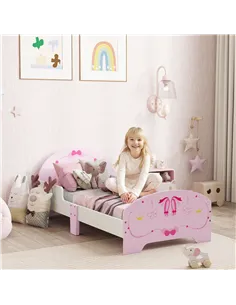 AIYAPLAY Ballet Theme Toddler Bed Frame with Safety Rails for 3-6 Years, Pink 2