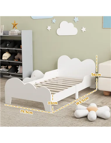 AIYAPLAY Cloud-Themed Toddler Bed Frame with Safety Rails, 143.5 x 74.5 x 56cm