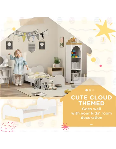 AIYAPLAY Cloud-Themed Toddler Bed Frame with Safety Rails, 143.5 x 74.5 x 56cm
