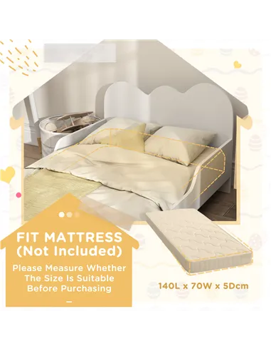 AIYAPLAY Cloud-Themed Toddler Bed Frame with Safety Rails, 143.5 x 74.5 x 56cm