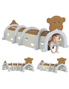 AIYAPLAY Monkey-Design Kids Play Tunnel for Crawling, Climbing, for ages 3-6 Years, Brown
