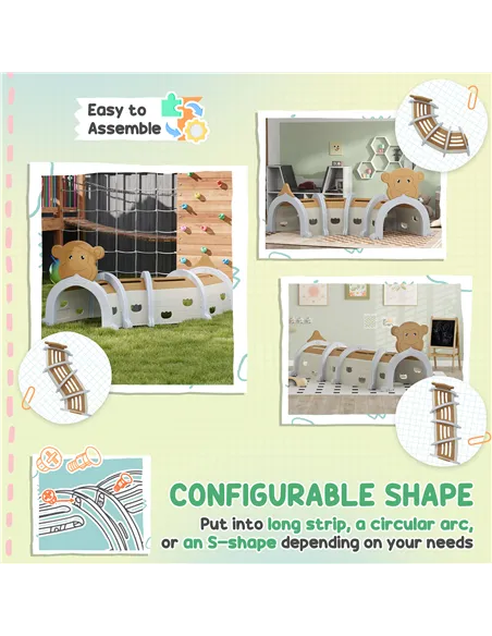 AIYAPLAY Monkey-Design Kids Play Tunnel for Crawling, Climbing, for ages 3-6 Years, Brown