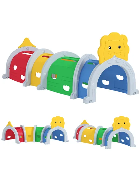 AIYAPLAY Kids Play Tunnel with Lion Design for 3-6 Years, Crawling, Climbing, Indoors & Outdoors