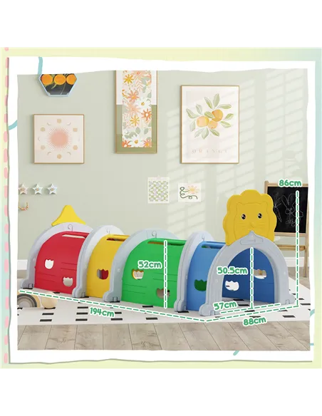 AIYAPLAY Kids Play Tunnel with Lion Design for 3-6 Years, Crawling, Climbing, Indoors & Outdoors